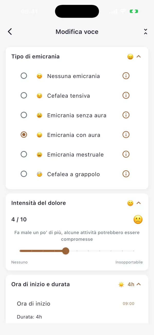 Registra un episodio in pochi secondi