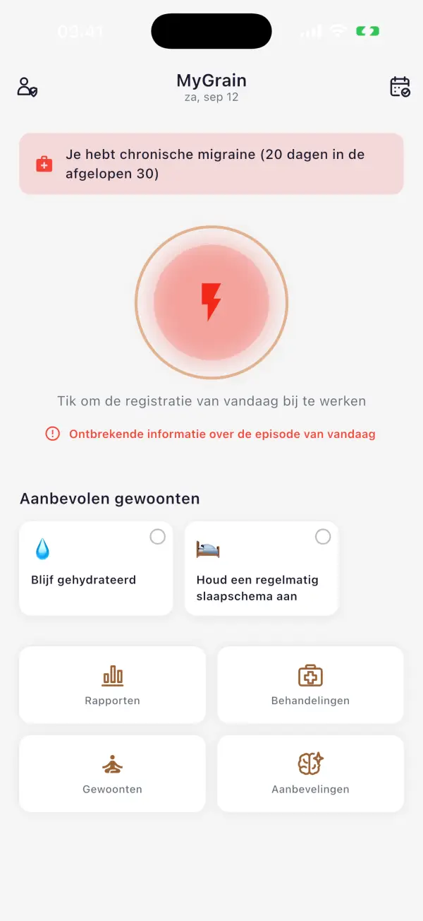 Elke migraine vastgelegd. Neem je dagen terug.