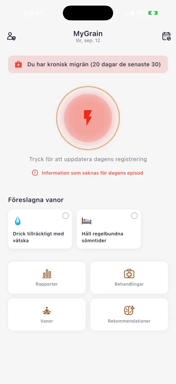 Din huvudvärksdagbok: varje migrän, dokumenterad.